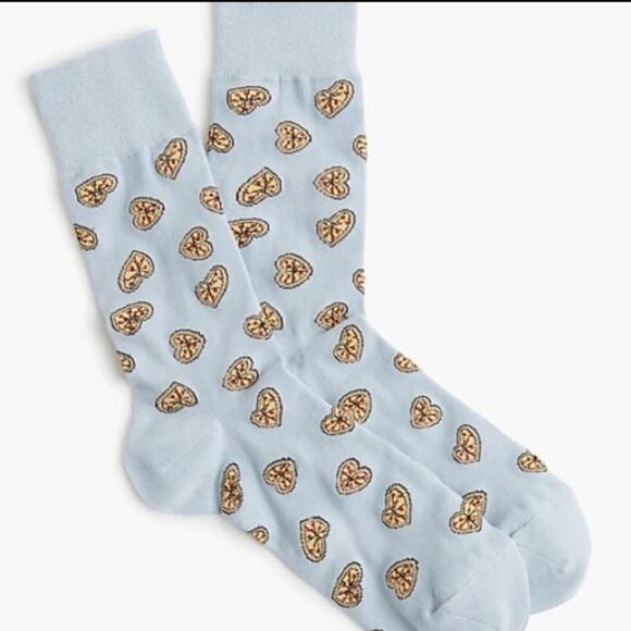 J. Crew Heart-Shaped Pizza Socks - Light Blue - New - Picture 1 of 5